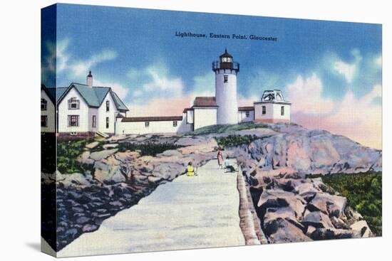 Gloucester, Massachusetts, View of Eastern Point Lighthouse-Lantern Press-Stretched Canvas