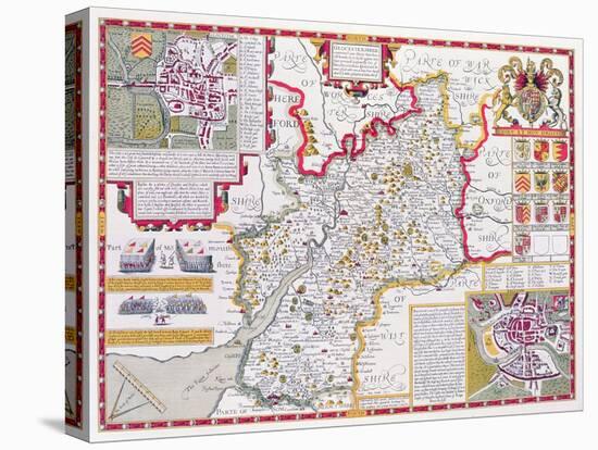 Gloucestershire, Engraved by Jodocus Hondius (1563-1612) from John Speed's 'Theatre of the Empire…-John Speed-Premier Image Canvas