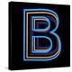 Glowing Letter B Isolated On Black Background-Andriy Zholudyev-Stretched Canvas