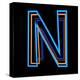 Glowing Letter N Isolated On Black Background-Andriy Zholudyev-Stretched Canvas