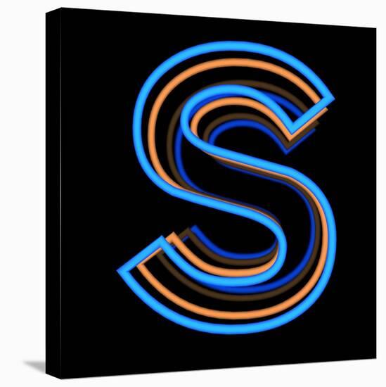 Glowing Letter S Isolated On Black Background-Andriy Zholudyev-Stretched Canvas