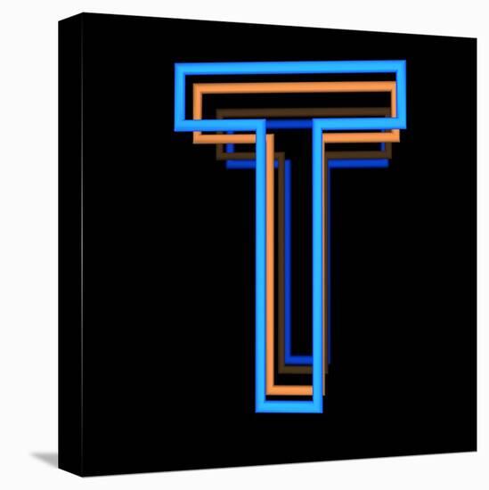Glowing Letter T Isolated On Black Background-Andriy Zholudyev-Stretched Canvas