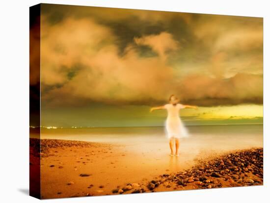 Glowing Woman Standing on the Beach-Jan Lakey-Premier Image Canvas