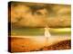 Glowing Woman Standing on the Beach-Jan Lakey-Premier Image Canvas