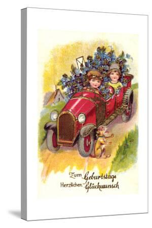 Gluckwunsch Geburtstag Auto Blumen Brief Hund Giclee Print Art Com