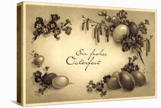 Glückwunsch Ostern, Kranz Aus Eiern, Weidenkätzchen-null-Premier Image Canvas