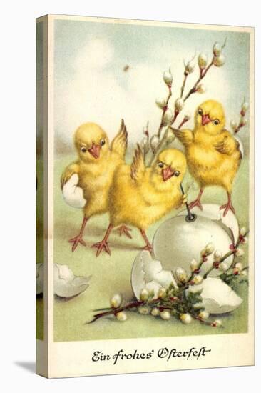 Glückwunsch Ostern, Küken Mit Weidenkätzchen-null-Premier Image Canvas