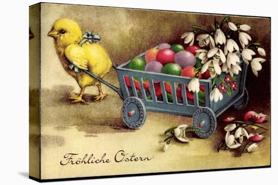 Glückwunsch Ostern, Küken Zieht Wagen Mit Ostereiern-null-Premier Image Canvas