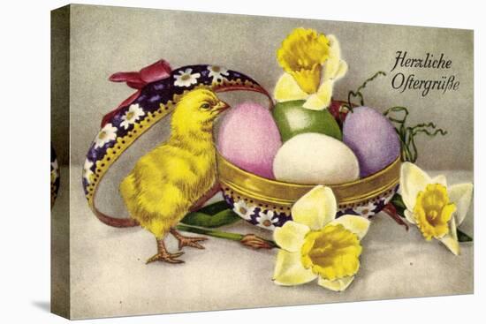 Glückwunsch Ostern, Ostereier, Küken, Blumen-null-Premier Image Canvas