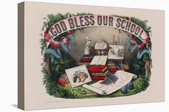 God Bless Our School-Currier & Ives-Stretched Canvas