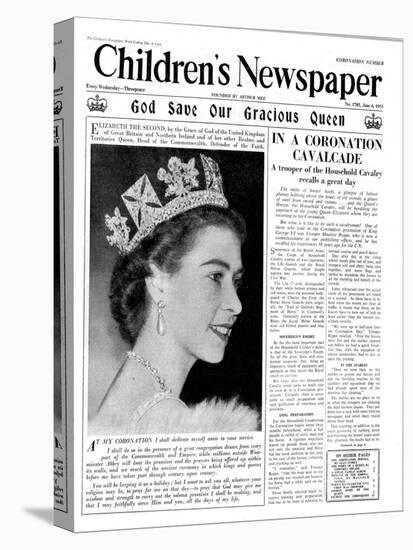 God Save Our Gracious Queen, Front Page of 'The Children's Newspaper', 1953-English School-Premier Image Canvas