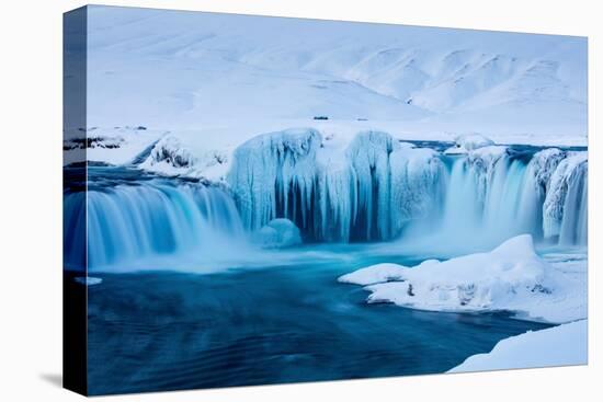 Godafoss waterfalls in winter, North-Central Iceland-David Noton-Premier Image Canvas