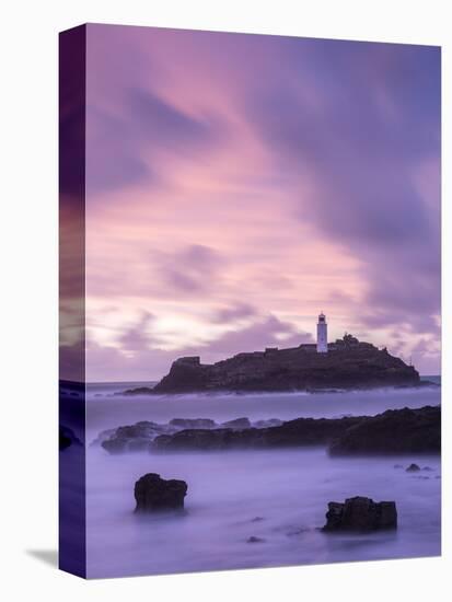 Godrevy Lighthouse at dusk, St. Ives Bay, Cornwall, England-Ross Hoddinott-Premier Image Canvas