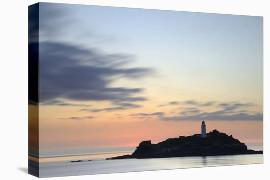 Godrevy Lighthouse at sunset, nr Hayle, Cornwall, UK-Ross Hoddinott-Premier Image Canvas