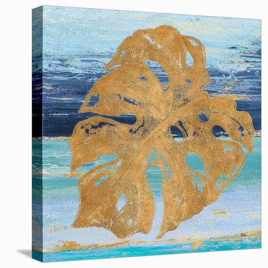 Gold and Teal Leaf Palm II-Patricia Pinto-Stretched Canvas