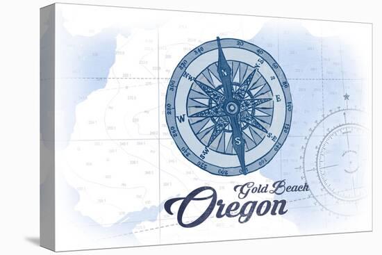 Gold Beach, Oregon - Compass - Blue - Coastal Icon-Lantern Press-Stretched Canvas