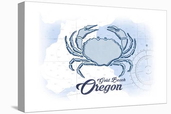 Gold Beach, Oregon - Crab - Blue - Coastal Icon-Lantern Press-Stretched Canvas