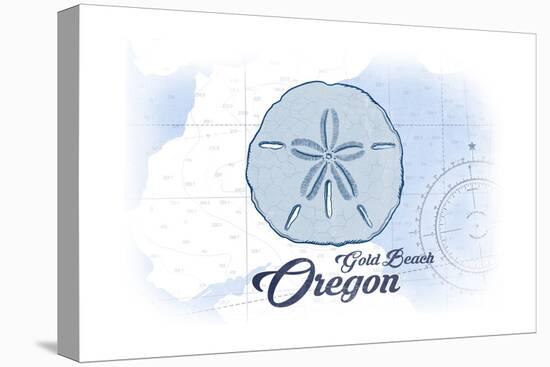 Gold Beach, Oregon - Sand Dollar - Blue - Coastal Icon-Lantern Press-Stretched Canvas