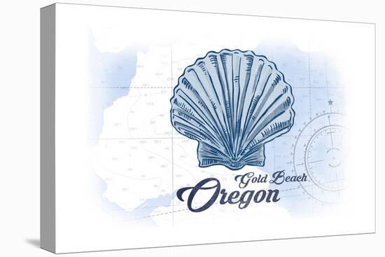 Gold Beach, Oregon - Scallop Shell - Blue - Coastal Icon-Lantern Press-Stretched Canvas