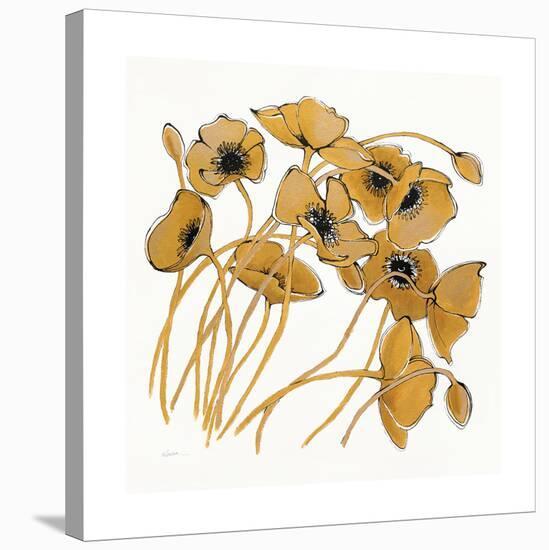 Gold Black Line Poppies II-Shirley Novak-Stretched Canvas