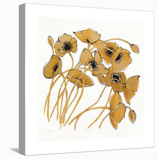 Gold Black Line Poppies II-Shirley Novak-Stretched Canvas