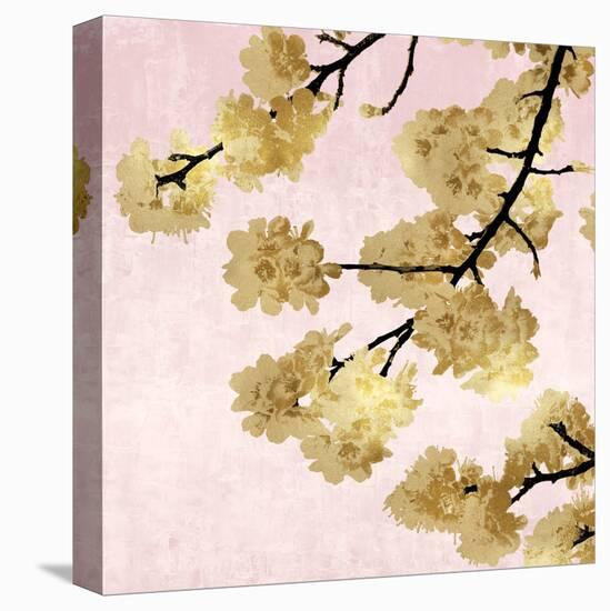 Gold Blossoms on Pink IV-Kate Bennett-Stretched Canvas