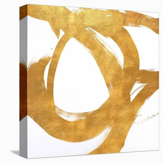 Gold Circular Strokes I-Megan Morris-Stretched Canvas