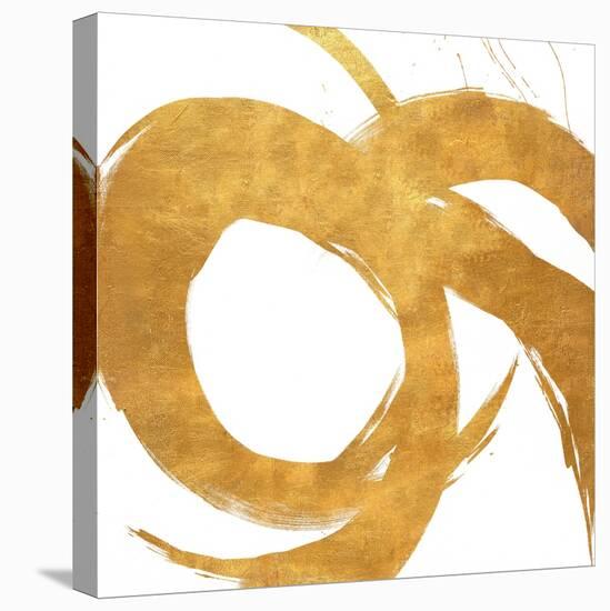 Gold Circular Strokes II-Megan Morris-Stretched Canvas