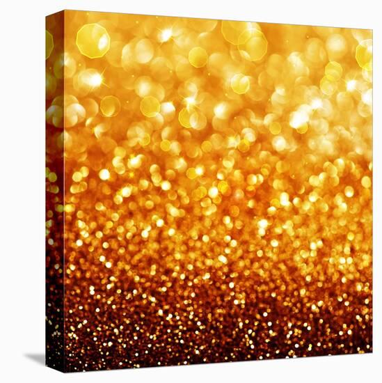 Gold Festive Background - Abstract Golden Christmas and New Year Bokeh Blinking Background-Subbotina Anna-Stretched Canvas