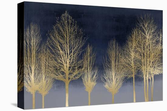 Gold Forest on Blue-Kate Bennett-Stretched Canvas