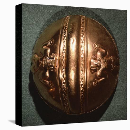 Gold Helmet Showing Geometric and Anthropomorphic Motifs-null-Premier Image Canvas