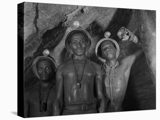 Gold Miners in Robinson Deep Diamond Mine Tunnel, Johannesburg, South Africa, 1950-Margaret Bourke-White-Premier Image Canvas