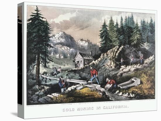 Gold Mining in California, 1849-Currier & Ives-Premier Image Canvas