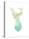 Gold Mint Deer-Melinda Wood-Stretched Canvas