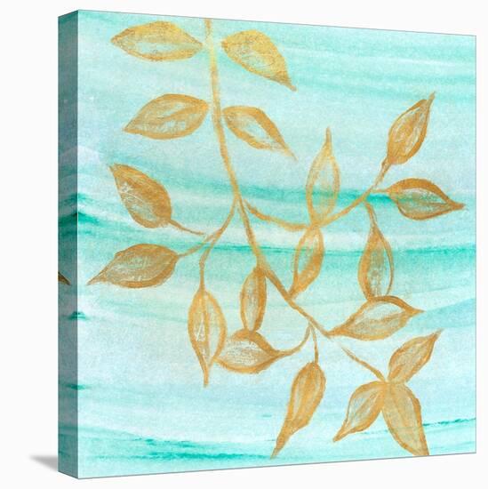 Gold Moment of Nature on Teal II-Michael Marcon-Stretched Canvas