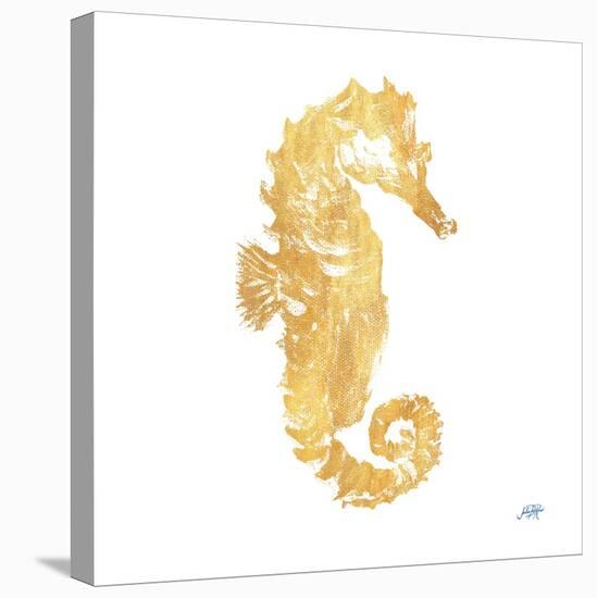 Gold Square Seahorse I-Julie DeRice-Stretched Canvas