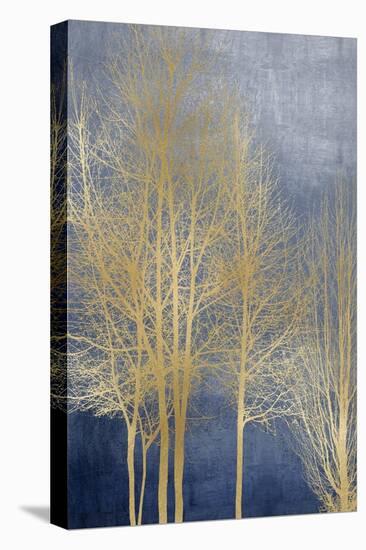 Gold Trees on Blue Panel I-Kate Bennett-Stretched Canvas