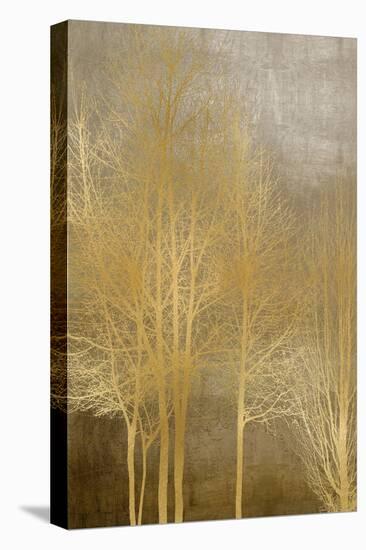 Gold Trees on Brown Panel I-Kate Bennett-Stretched Canvas