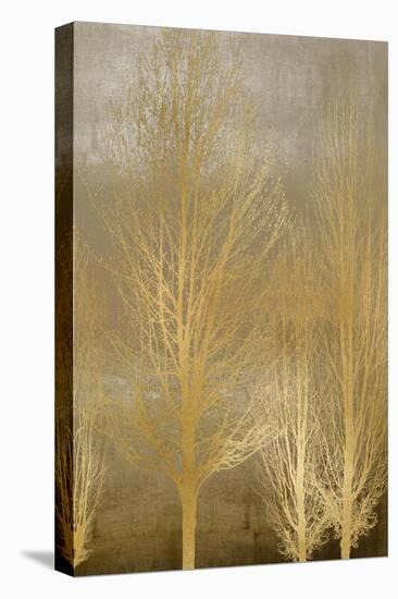 Gold Trees on Brown Panel II-Kate Bennett-Stretched Canvas