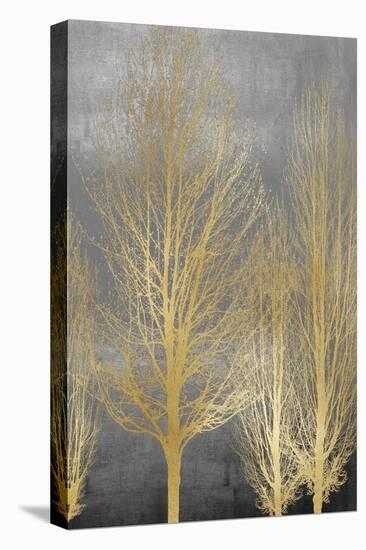 Gold Trees on Gray Panel II-Kate Bennett-Stretched Canvas