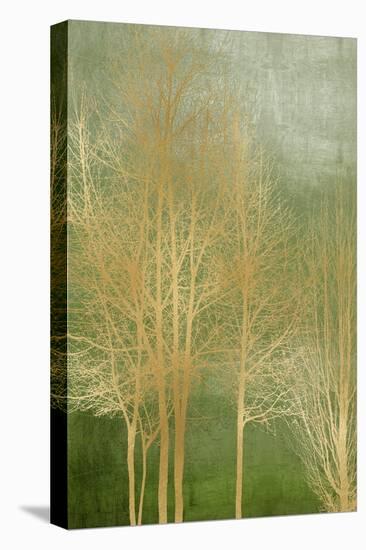 Gold Trees on Green Panel I-Kate Bennett-Stretched Canvas