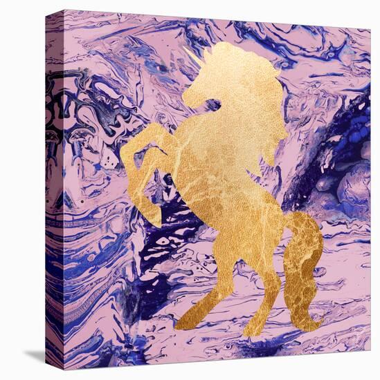 Gold Unicorn on Marble-M. Mercado-Stretched Canvas