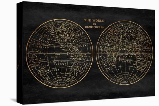 Gold World Map-Jace Grey-Stretched Canvas