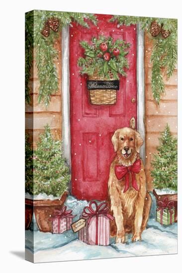 Golden at Christmas Door-Melinda Hipsher-Premier Image Canvas