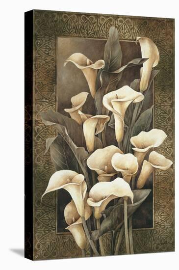 Golden Calla Lilies-Linda Thompson-Stretched Canvas