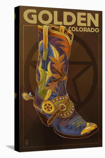 Golden, Colorado - Boot and Star-Lantern Press-Stretched Canvas