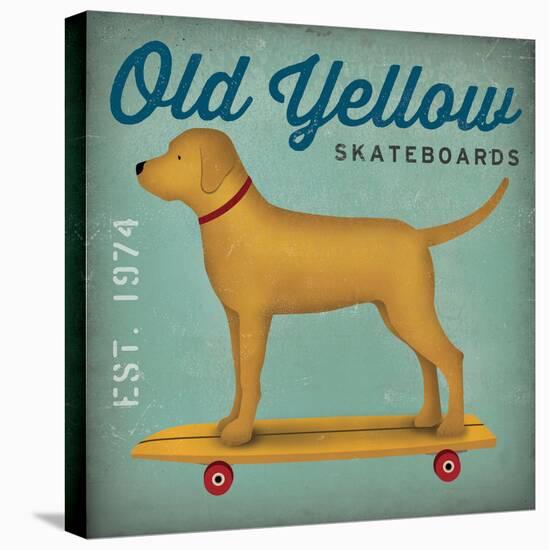 Golden Dog on Skateboard no Words-Ryan Fowler-Stretched Canvas
