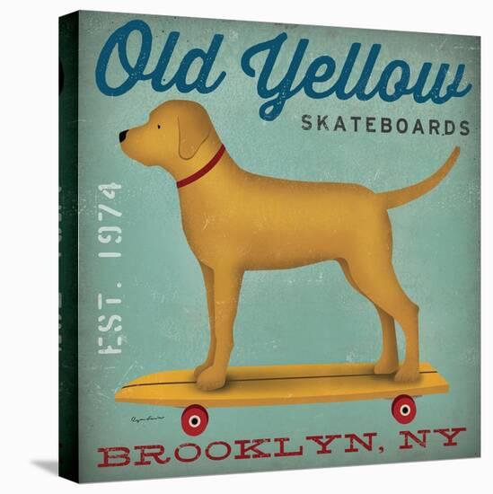 Golden Dog on Skateboard-Ryan Fowler-Stretched Canvas
