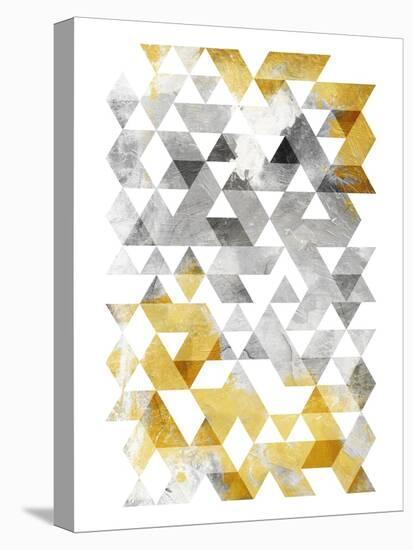 Golden Grey Triangles Mate-OnRei-Stretched Canvas