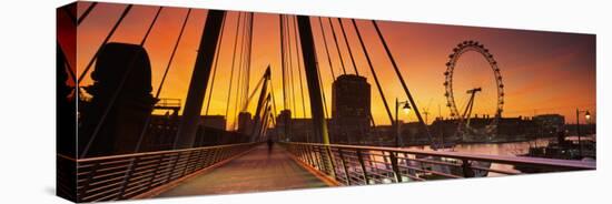 Golden Jubilee Bridge across a Thames River, Ferris Wheel in Back, London, England-null-Premier Image Canvas